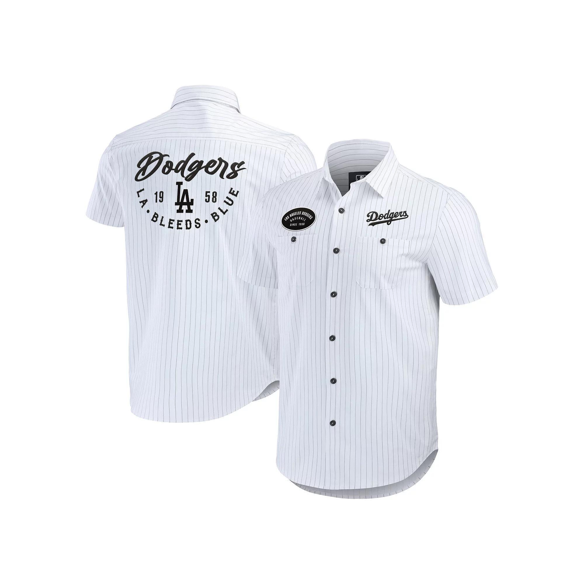 Mens Darius Rucker Collection by Fanatics Los Angeles Dodgers Pin Stripe Short Sleeve Button-Up Shirt Product Image