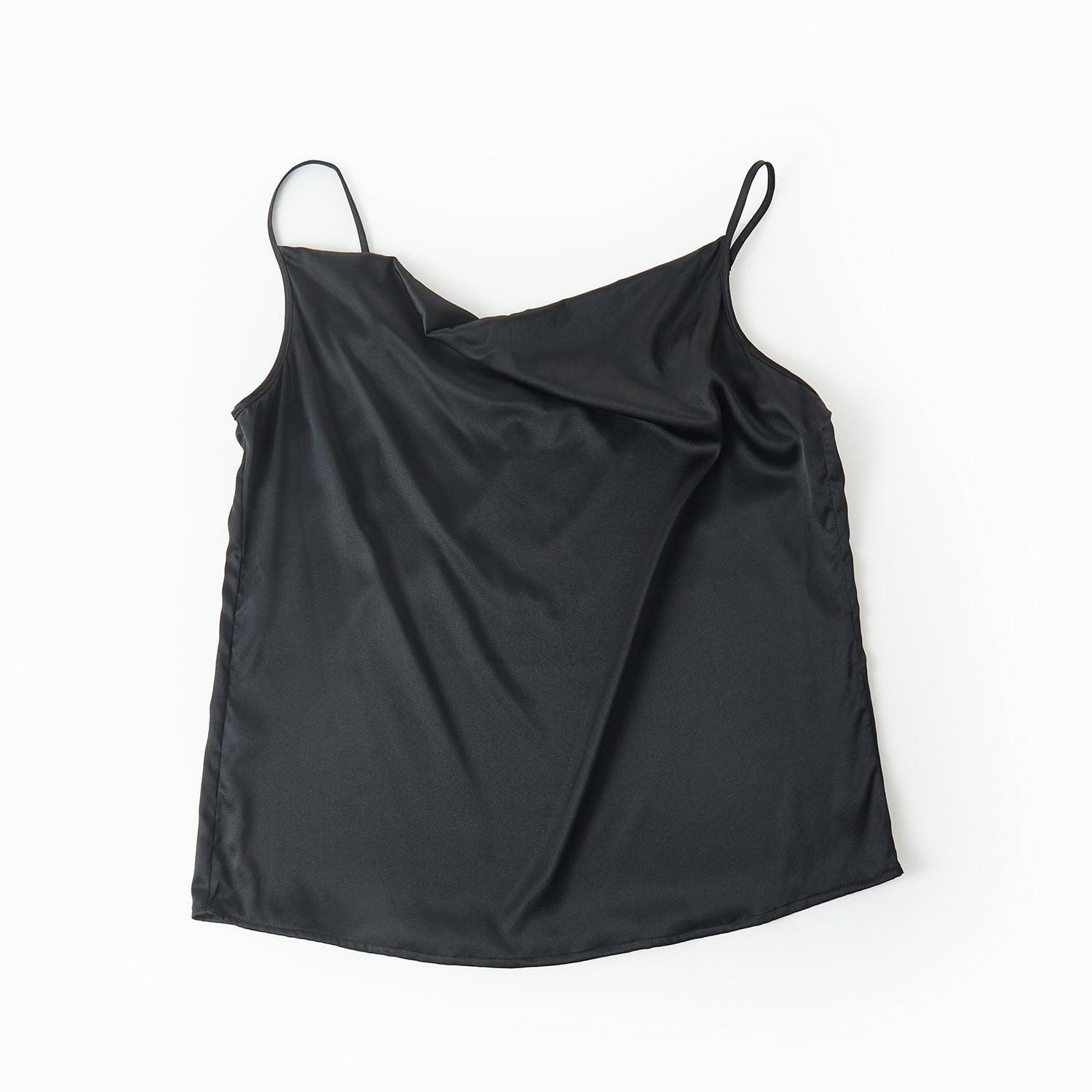Black Pure Mulberry Silk Cowl Neck Camisole | High Waist Shorts | Lingerie Set | Spaghetti Strap Top | Bridesmaids Gift | Soar Collection Product Image