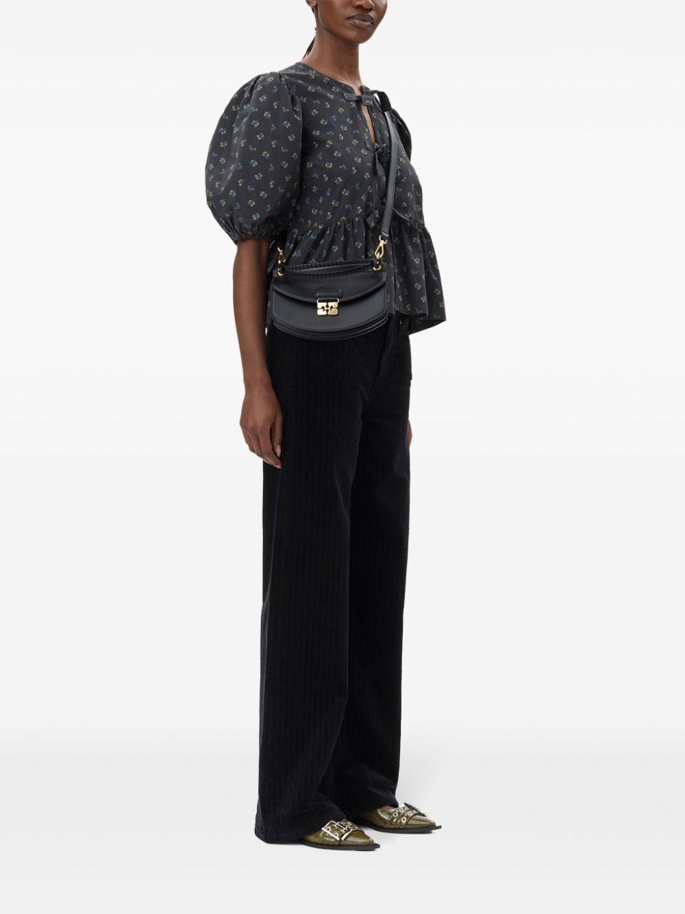 GANNI Womens Black Apo-g Mini Leather-blend Top-handle Bag Product Image