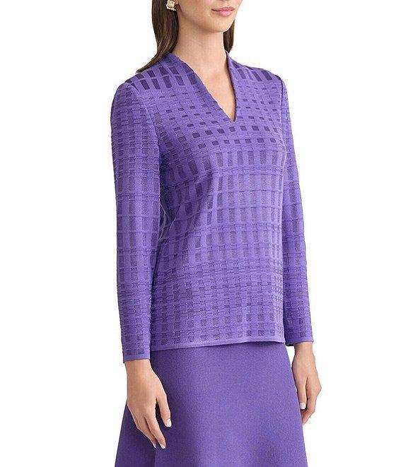 MISOOK Textured Knit V-Neck Long Sleeve Tunic Product Image