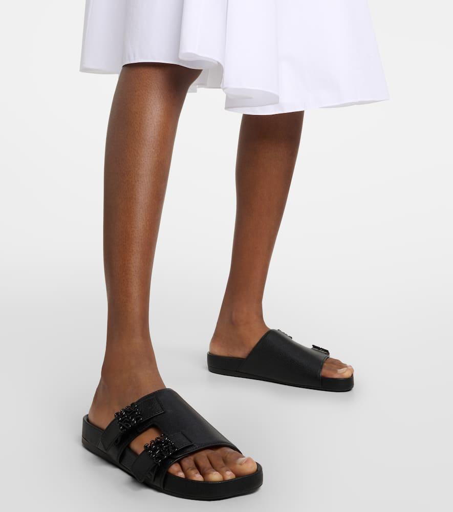 Ease Leather Slides In Black Product Image