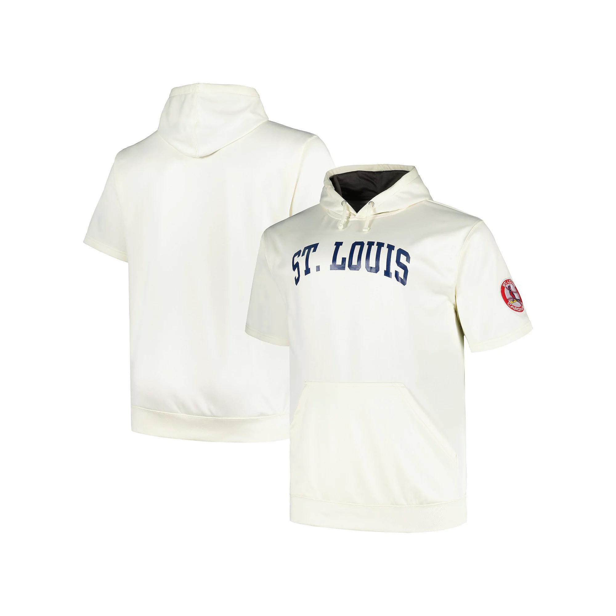 Men's Profile Oatmeal St. Louis Cardinals Big & Tall Contrast Short Sleeve Pullover Hoodie, Size: 3XB, Team Product Image