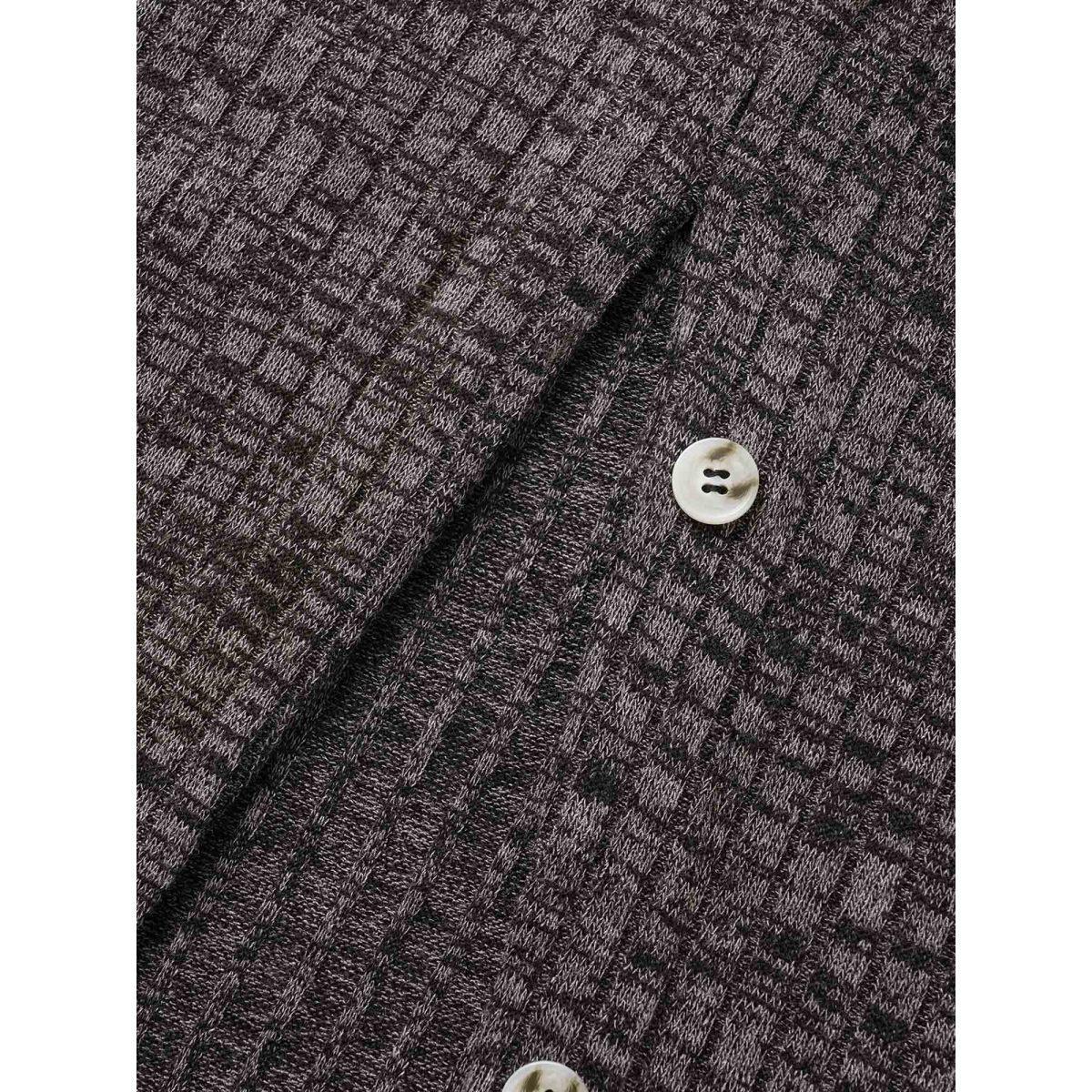 Plus Size Crew Neck Button Detail Split Hem Dress Black Women Casual Texture Round Neck Long Sleeve Curvy BloomChic 18-20/2X Product Image