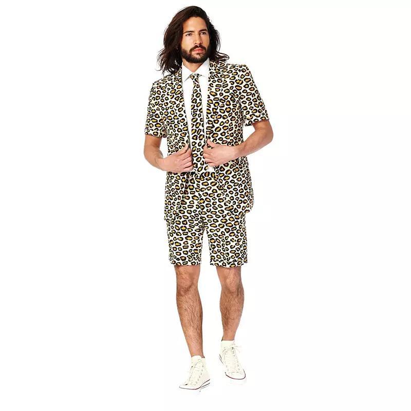 Men's OppoSuits Slim-Fit Novelty Short Sleeve Suit & Tie Set, Size: 42 - Regular, Blue Pink Product Image