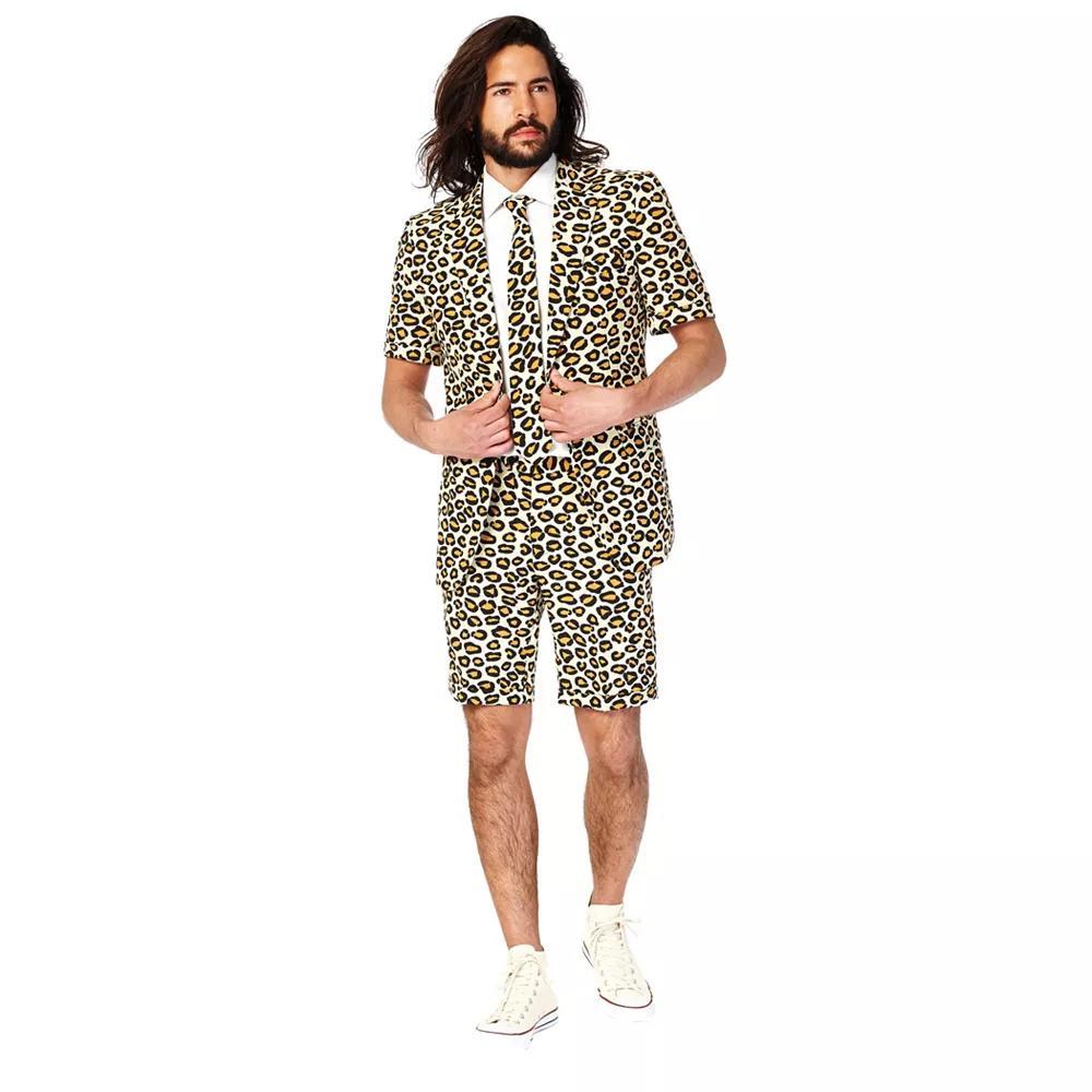 Men's OppoSuits Slim-Fit Novelty Short Sleeve Suit & Tie Set, Size: 42 - Regular, Blue Pink Product Image