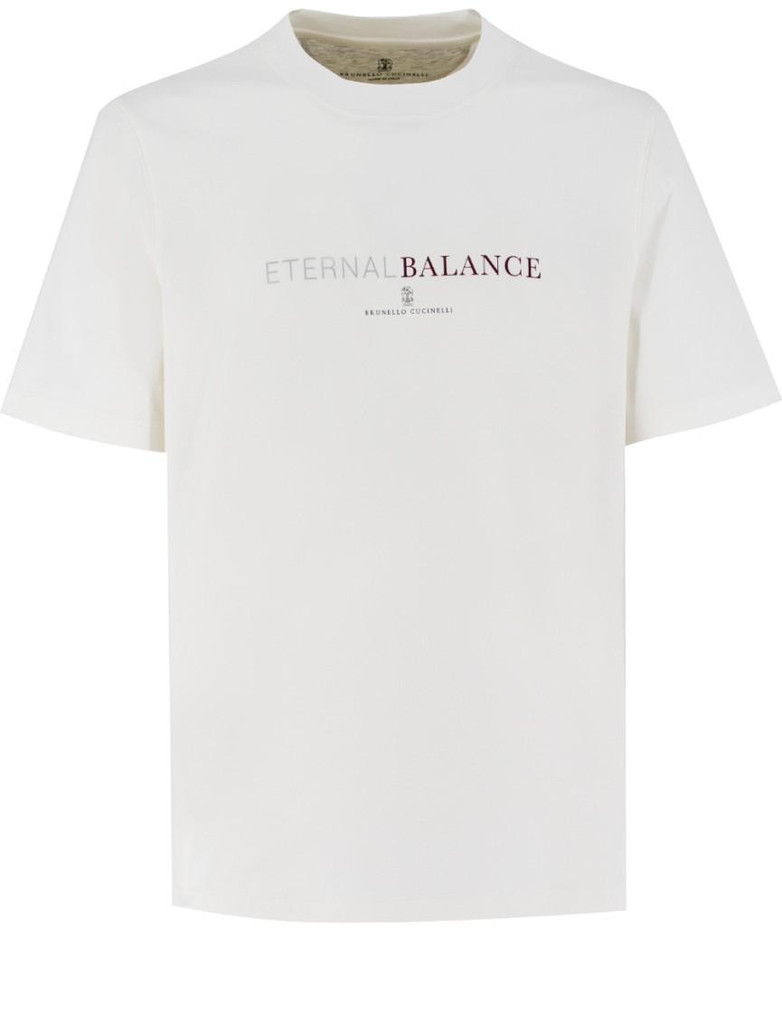 BRUNELLO CUCINELLI T-shirt In Off White+grigio Scuro+nebbia+bordeauxbr Product Image