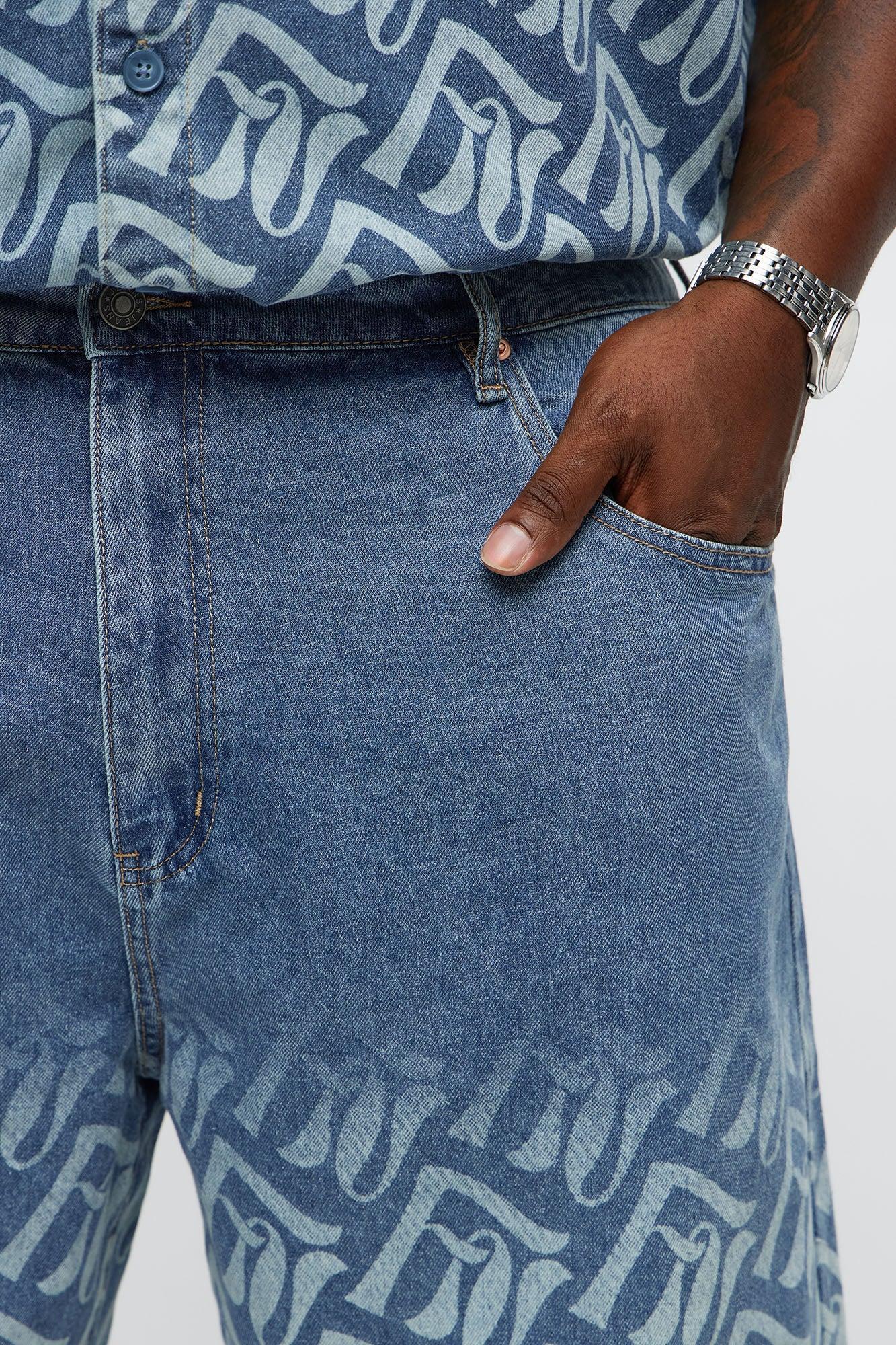 Relaxed Chateau Monogram Denim Shorts - Light Blue Wash Product Image
