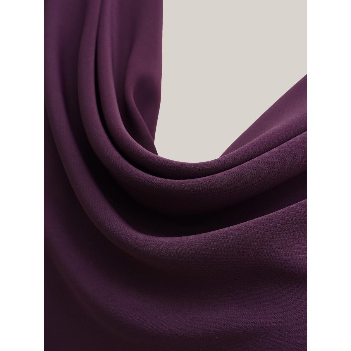 Plus Size Plum Cowl Neck Plain Dolman Sleeve Blouse Women Short sleeve Cowl Neck Work Blouses BloomChic 10/M Product Image