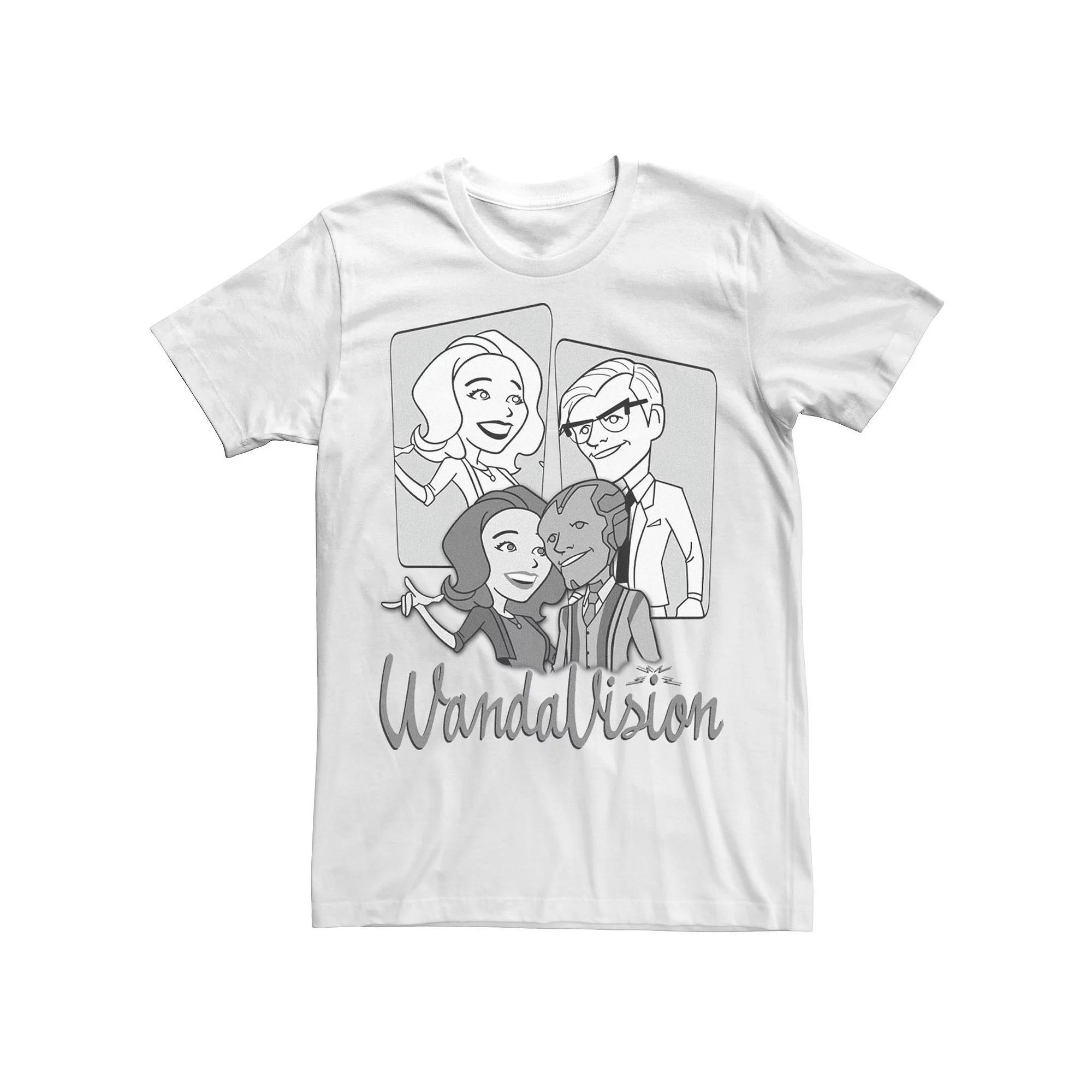 Men's Marvel WandaVision Character Panels Greyscale Tee, Size: XXL, White Product Image