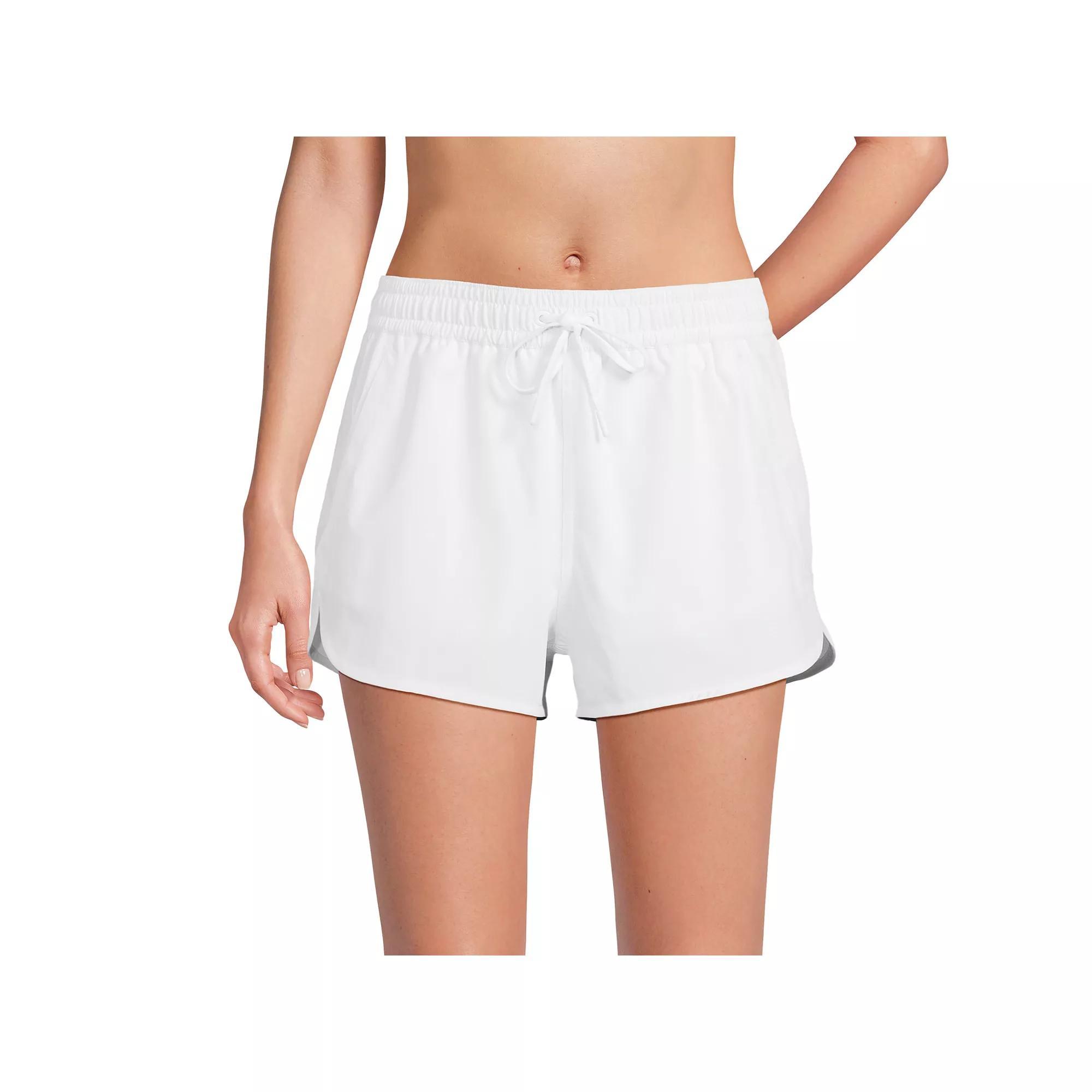 Women's Lands' End Woven Packable Dolphin Hem Swim Cover-Up Shorts, Size: 8, White Product Image