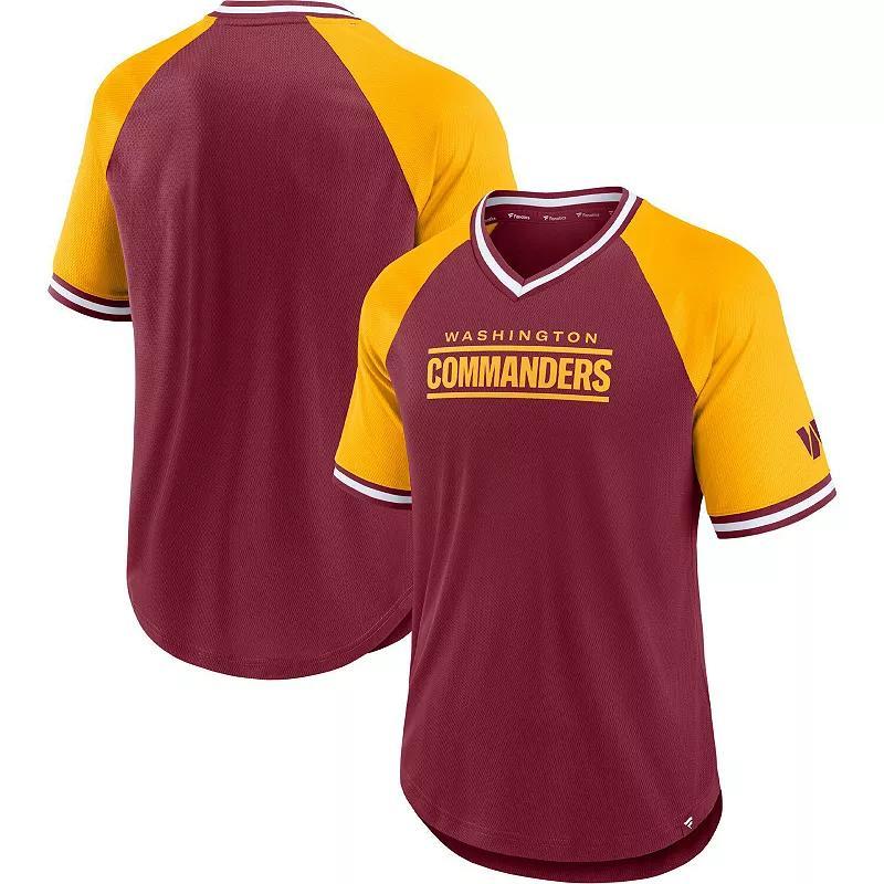 Men's Fanatics Branded Burgundy/Gold Washington Commanders Second Wind Raglan V-Neck T-Shirt, Size: Medium, Wft Med Re Product Image