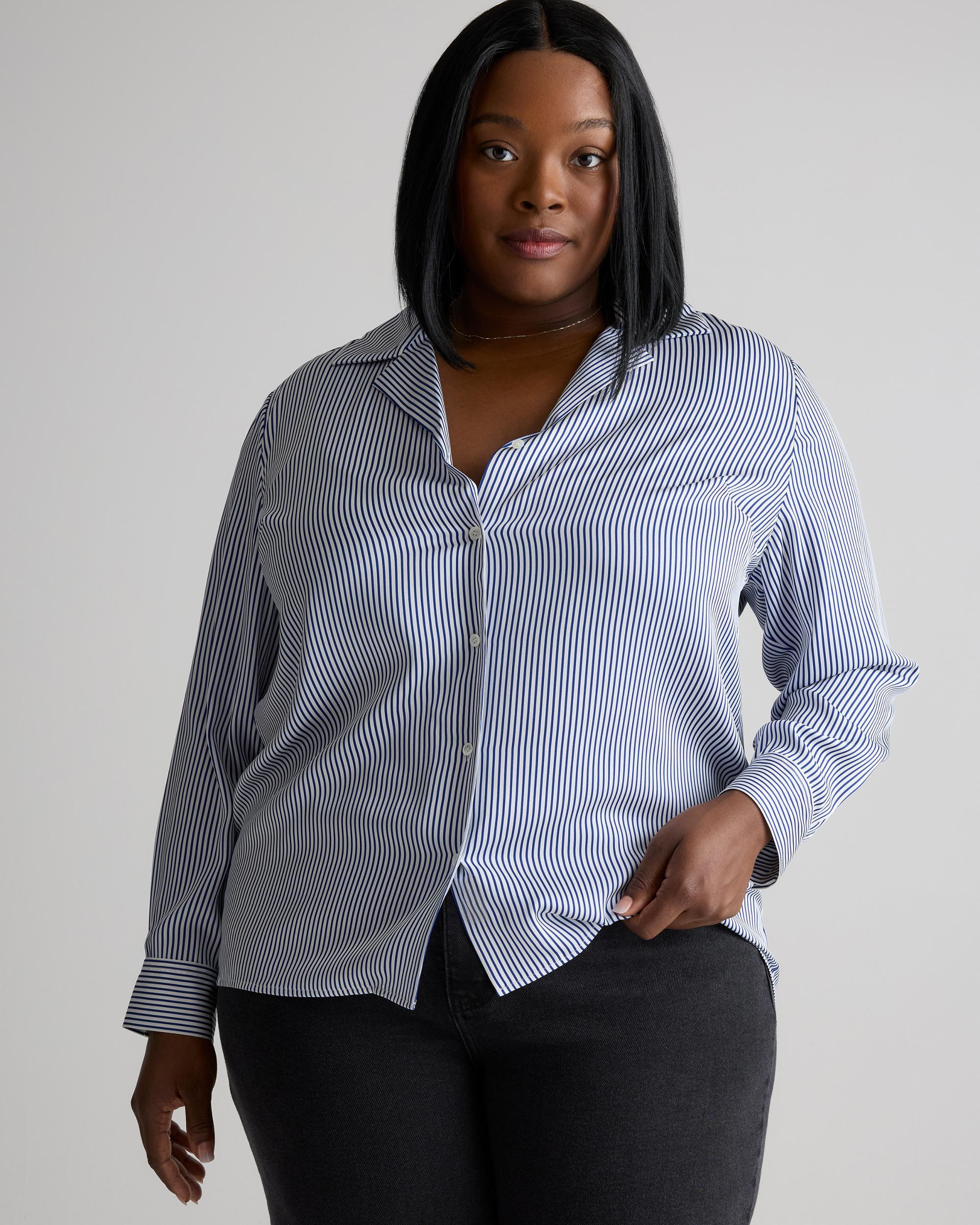 Quince | Women's Washable Stretch Silk Notch Collar Blouse Product Image