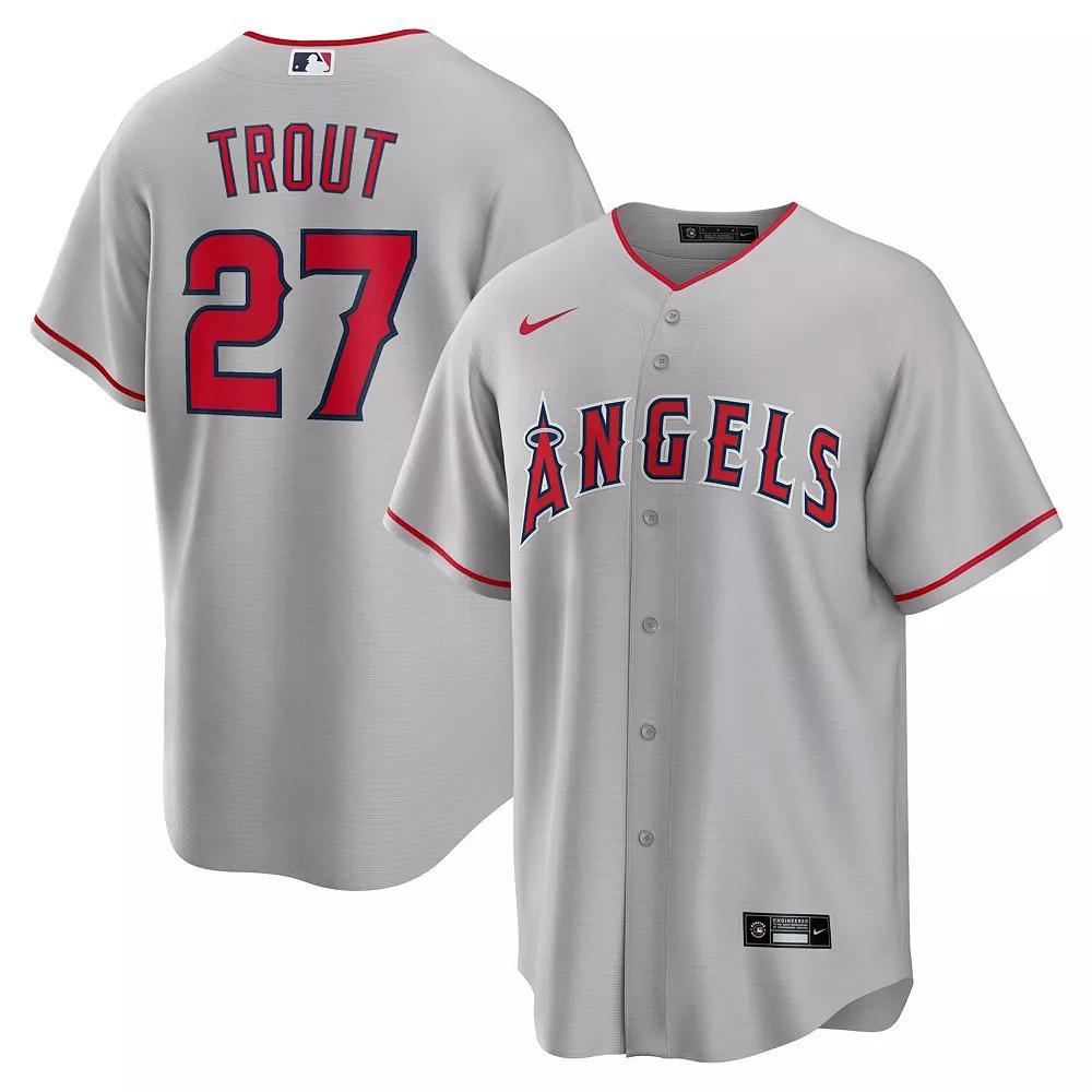 Men's Nike Mike Trout Silver Los Angeles Angels Road Replica Player Name Jersey, Size: Small Product Image
