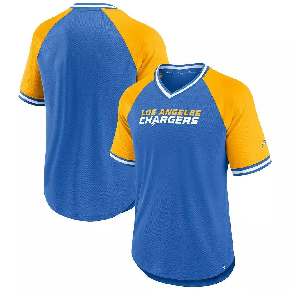 Mens Fanatics Branded Powder Blue Los Angeles Chargers Second Wind Raglan V-Neck T-Shirt Product Image