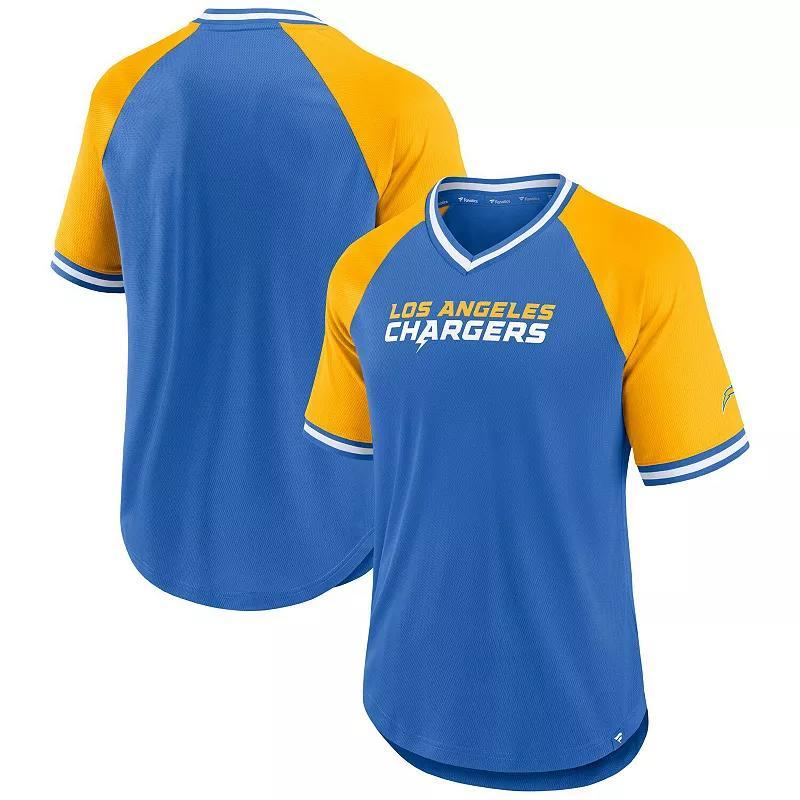 Mens Fanatics Branded Powder Blue Los Angeles Chargers Second Wind Raglan V-Neck T-Shirt Product Image