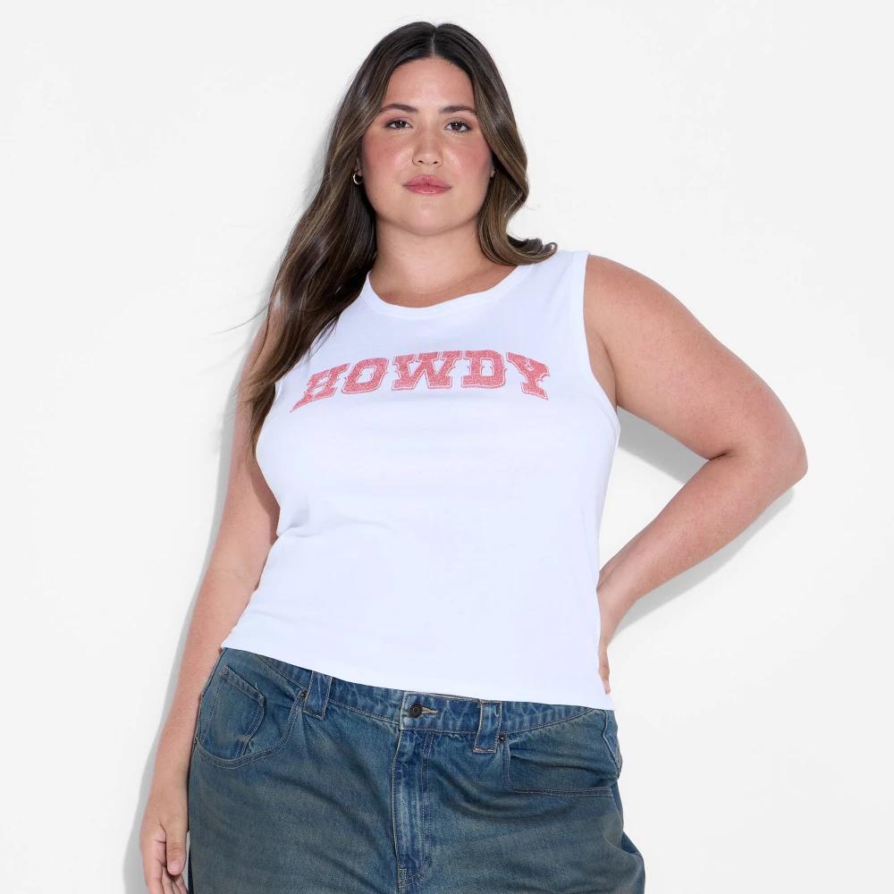 Women's Howdy Graphic Tank Top - White Product Image