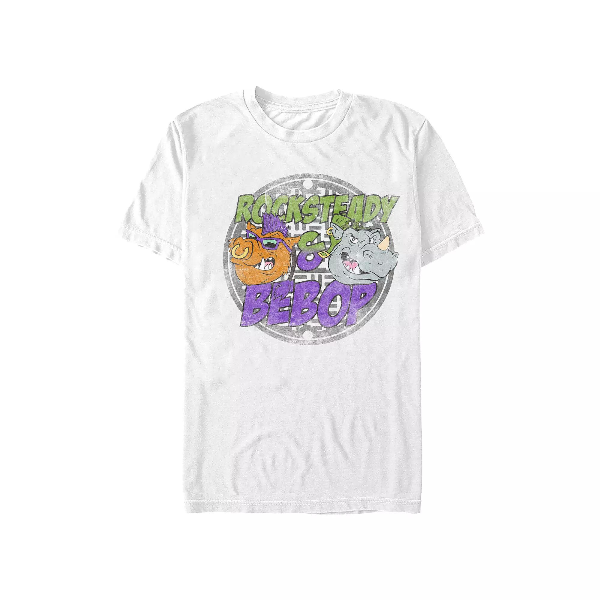 Men's Teenage Mutant Ninja Turtles Rocksteady And Bebop Graphic Tee, Size: XXL, White Product Image