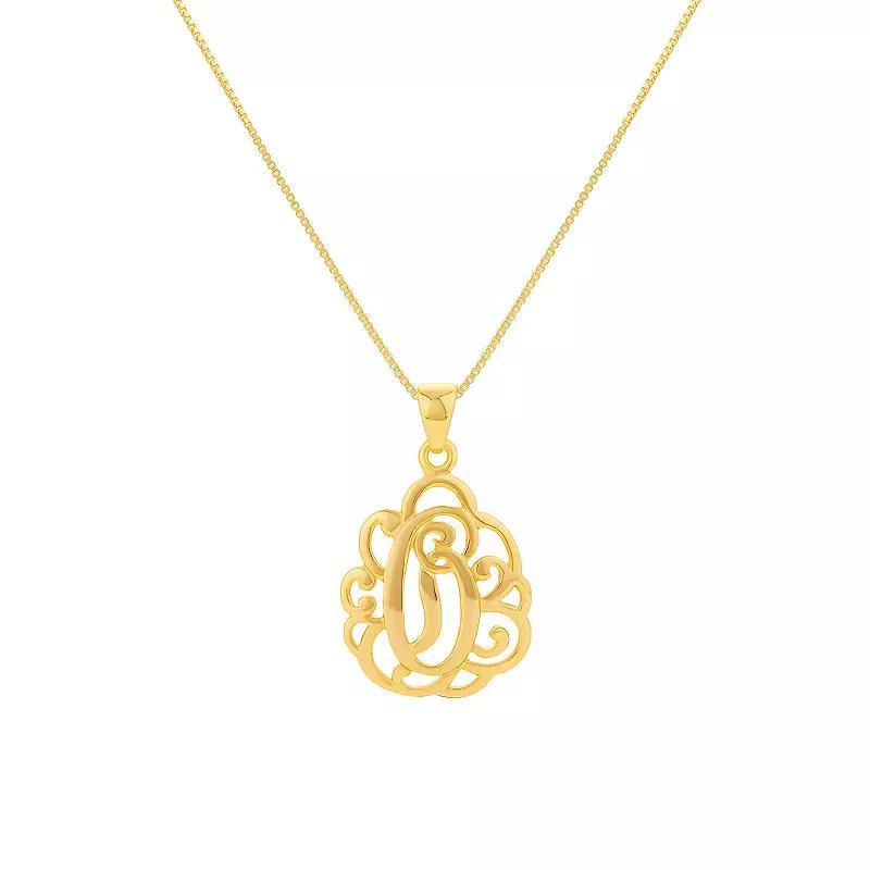 PRIMROSE Sterling Silver Monogram Initial Pendant Necklace, Women's, Size: 18", Gold Tone T Product Image