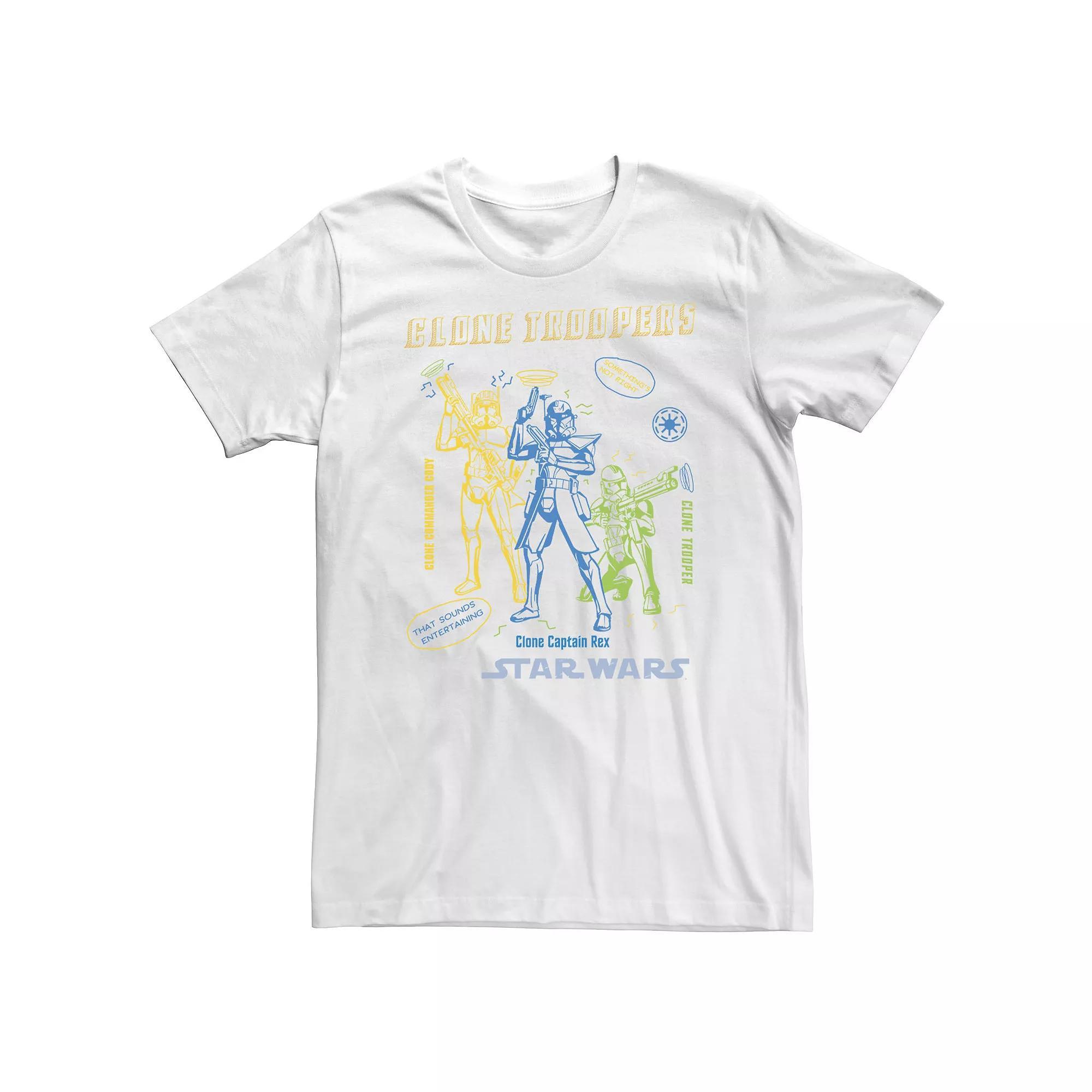 Big & Tall Star Wars: Clone Wars Clone Troopers Doodles Tee, Men's, Size: 3XL Tall, White Product Image
