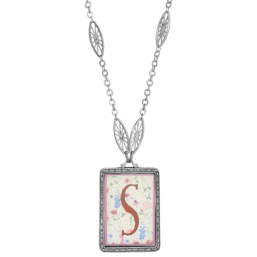 1928 Floral Motif Initial Pendant, Women's, G Product Image