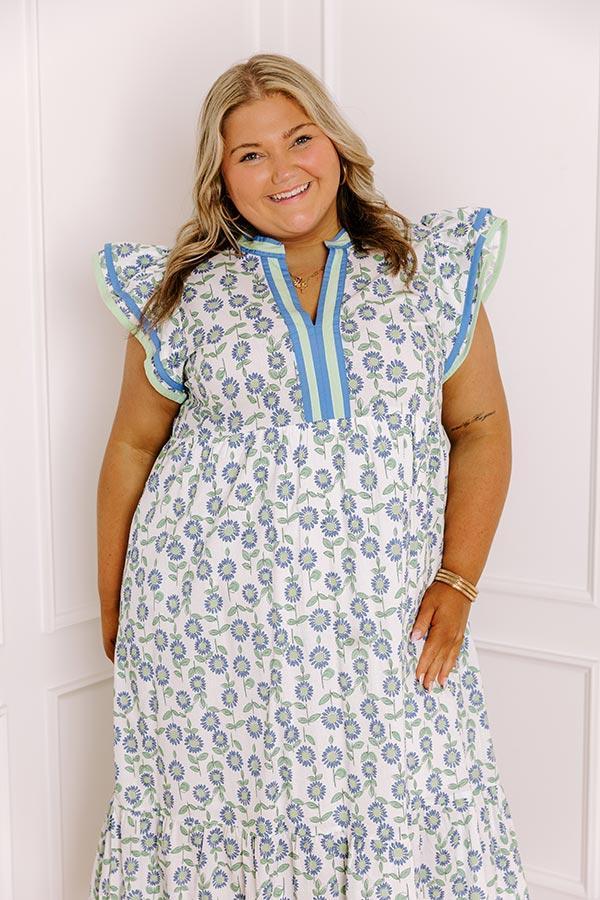 Picnic Ready Floral Midi Dress in Mint Curves Product Image