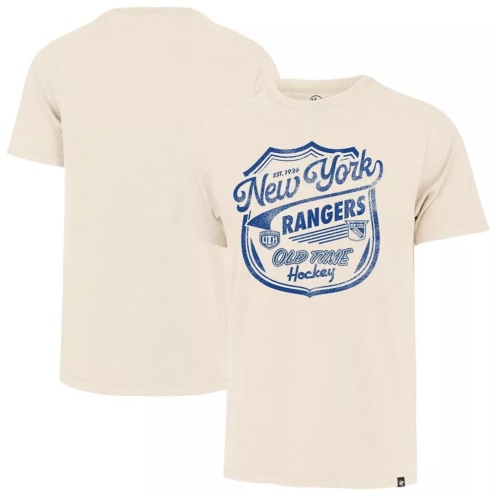 Men's '47  Cream New York Rangers Poke Check Franklin T-Shirt, Size: Large, Ran Beige Product Image