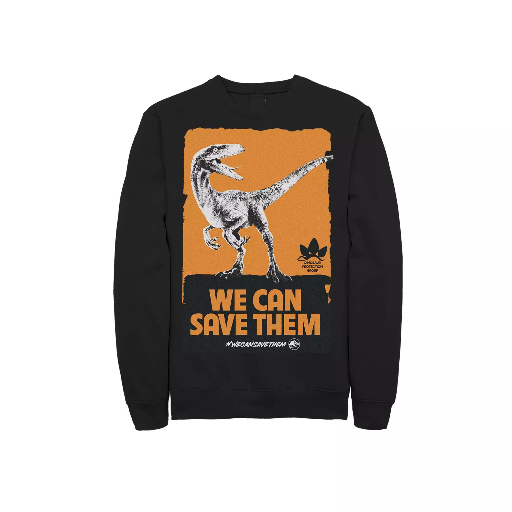 Men's Jurassic World We Can Save Them Poster Sweatshirt, Size: Large, Blue Product Image