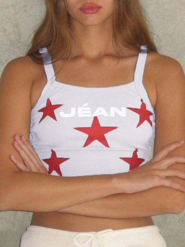 Contrast Color Star Print Short Cami Top Product Image