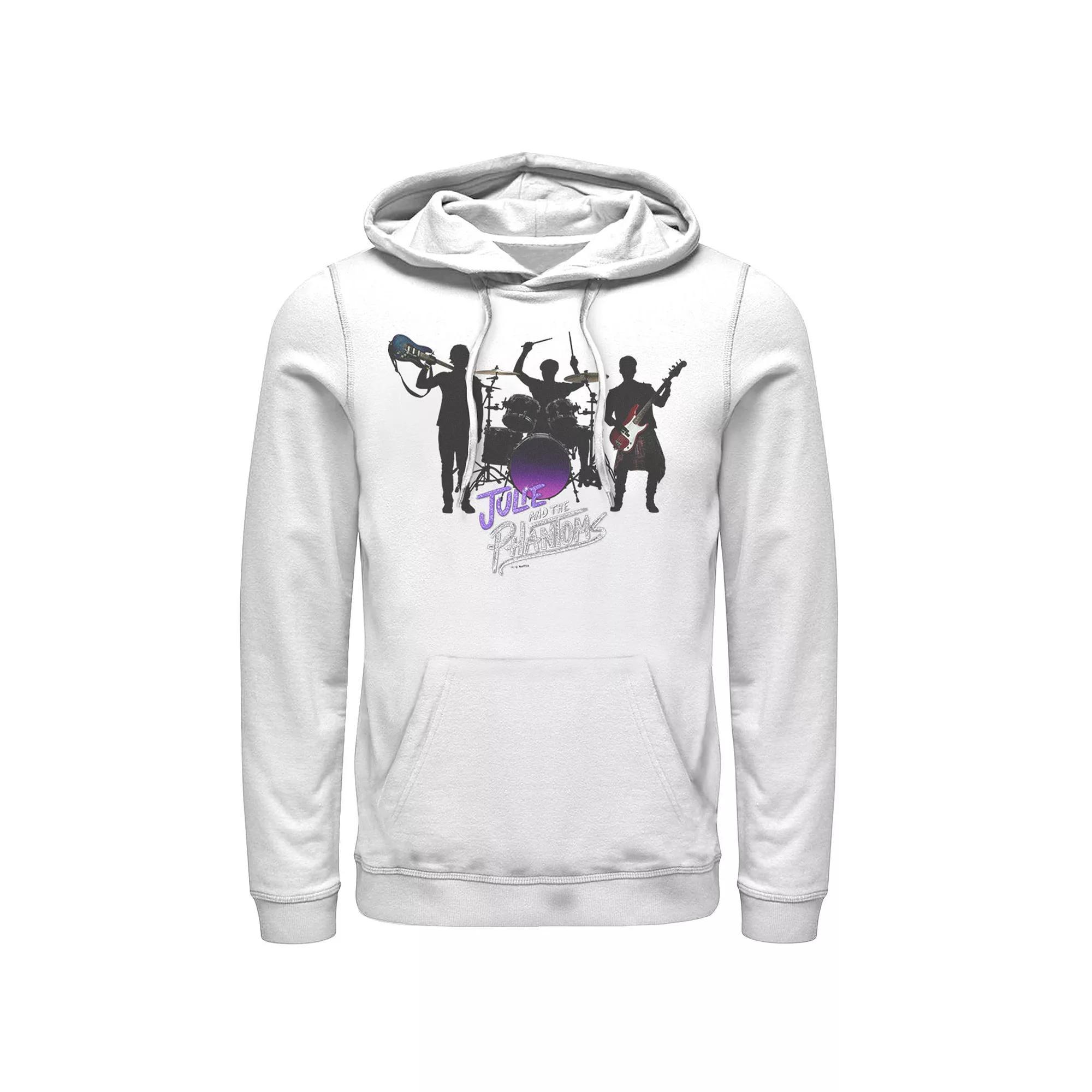 Men's Julie And The Phantoms Group Shot Logo Silhouette Hoodie, Size: XXL, White Product Image