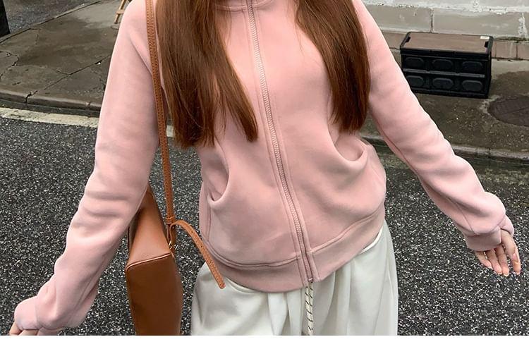 Plain Zip-Up Hoodie Product Image