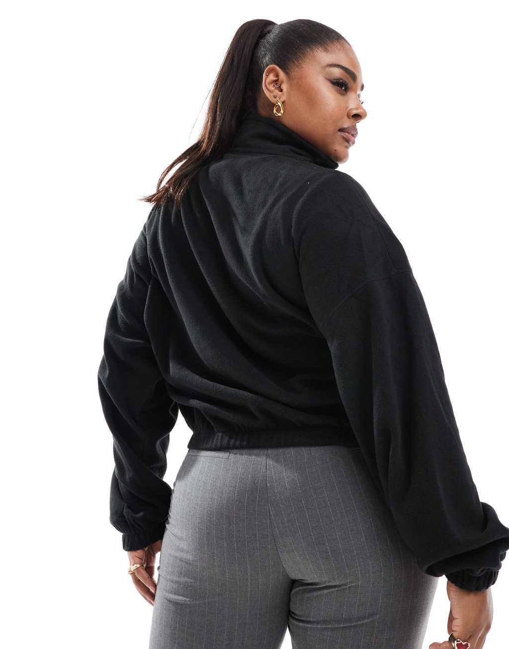 ASOS DESIGN Curve half zip fleece in black Product Image
