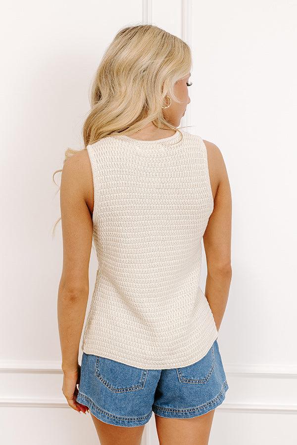 Coastal Town Charm Knit Vest Top In Cream Product Image