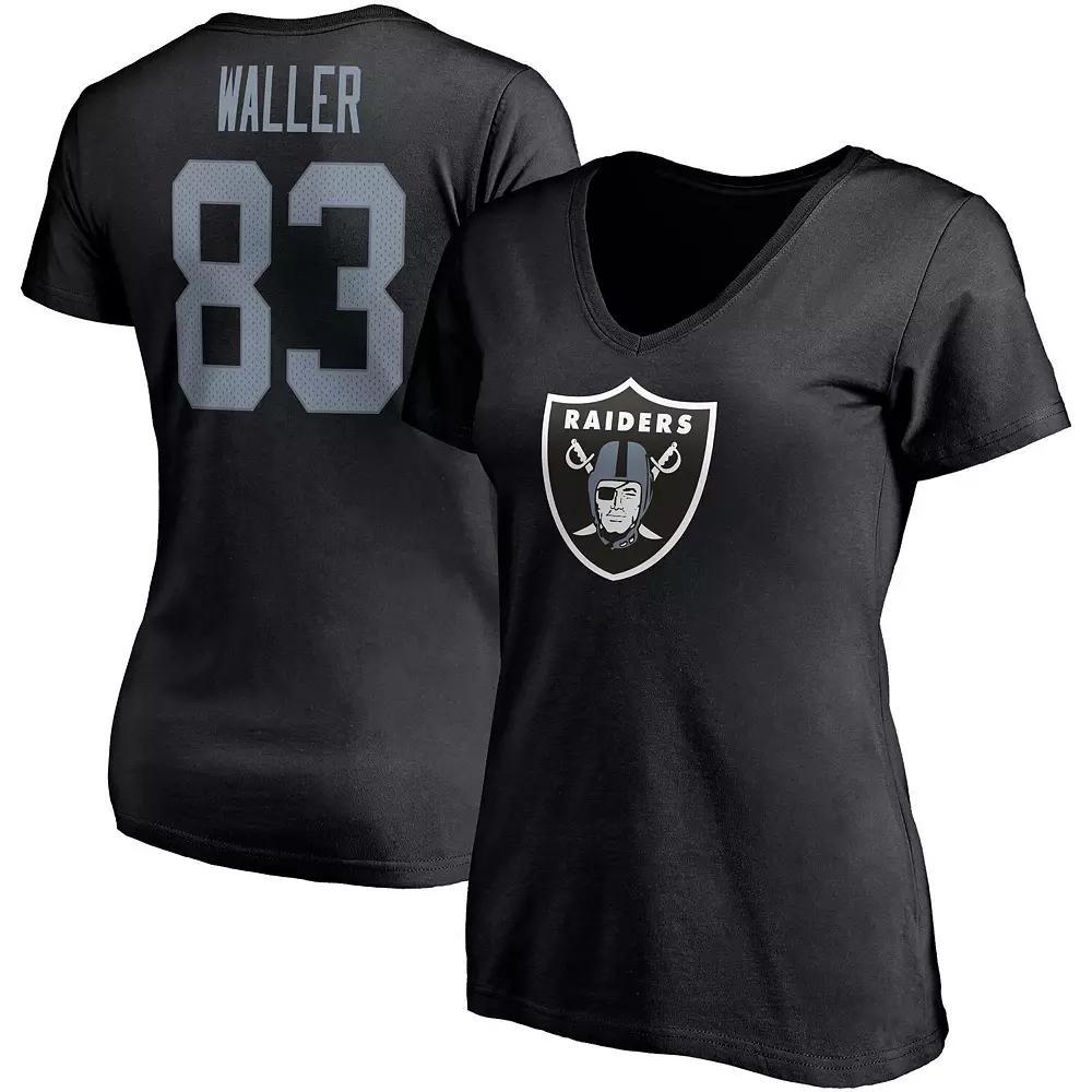 Women's Fanatics Branded Darren Waller Black Las Vegas Raiders Player Icon Name & Number V-Neck T-Shirt, Size: Small, Lvr Black Product Image
