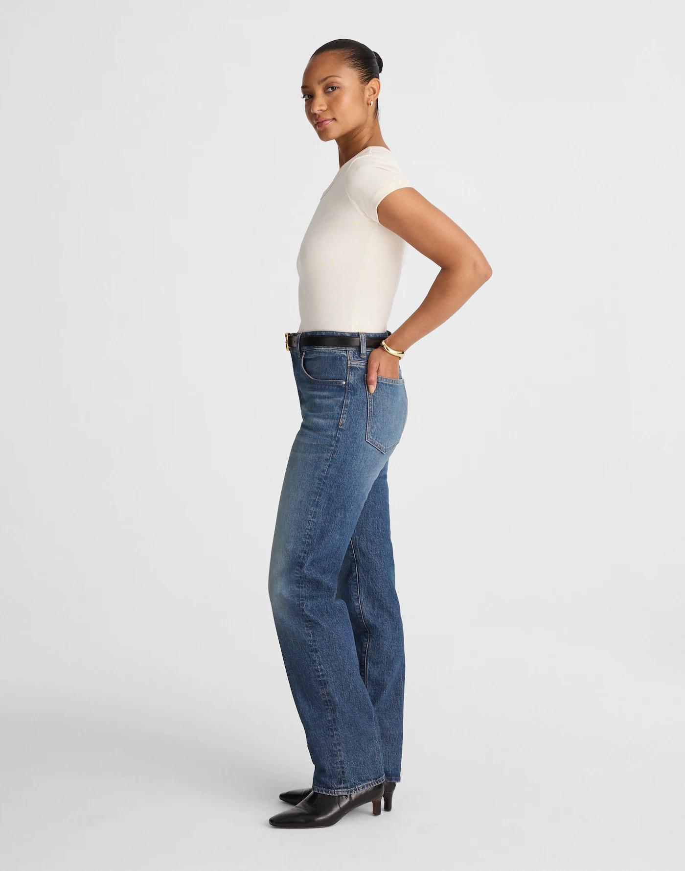 The Curvy Longline Straight Jean in Greendale Wash Product Image