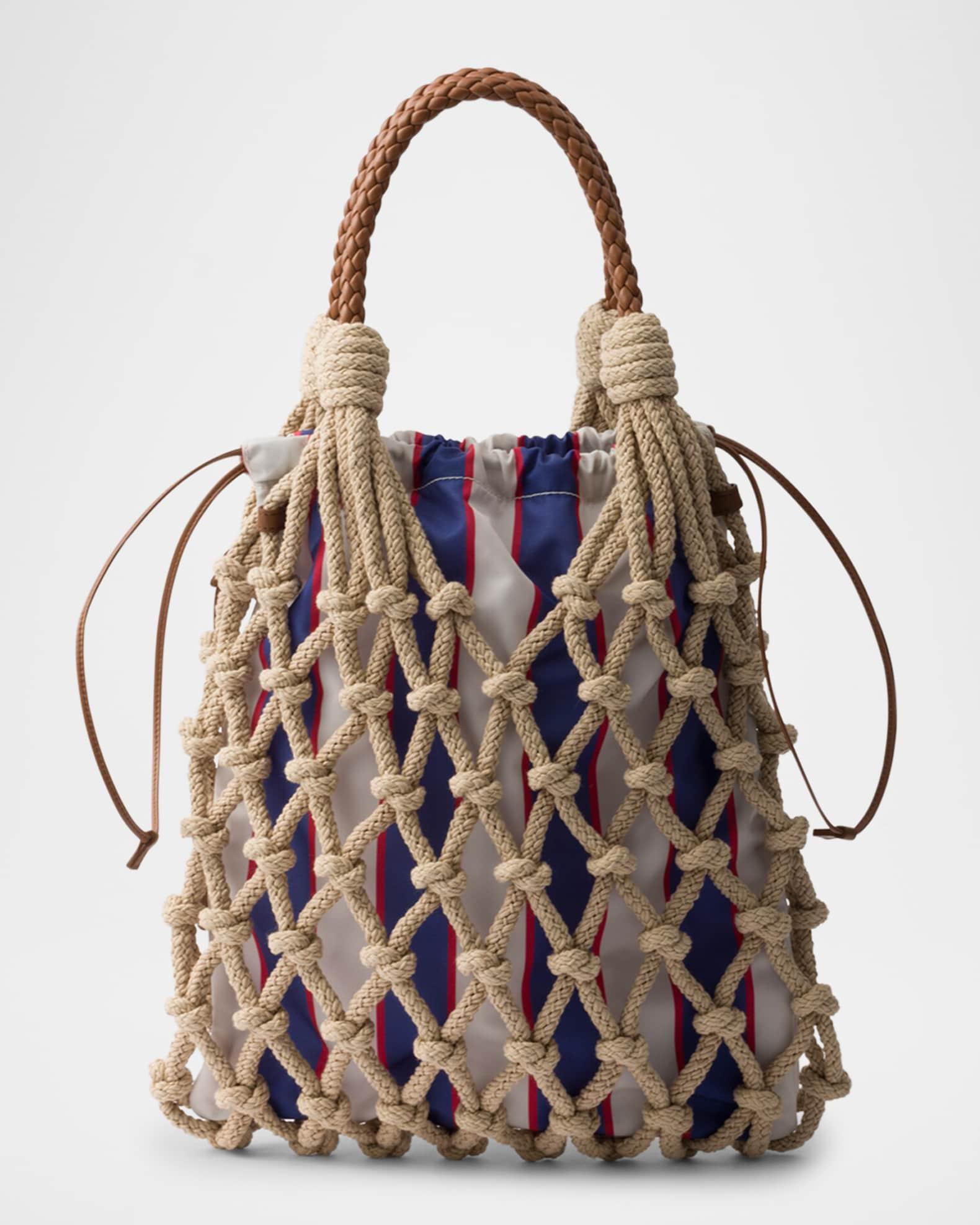 Medium Striped Cotton Macrame Top-Handle Bag Product Image