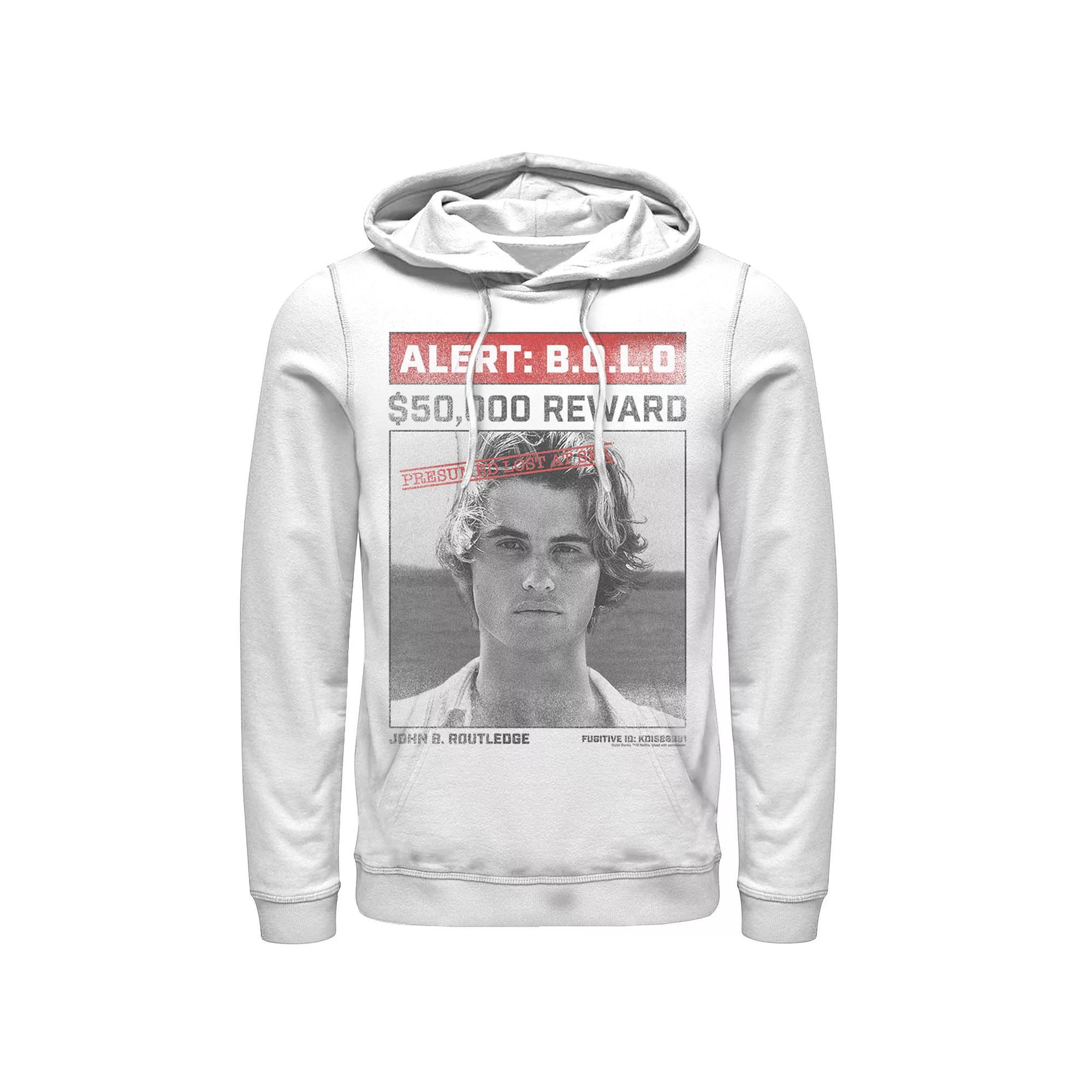 Men's Outer Banks John's Wanted Reward Poster Hoodie, Boy's, Size: XL, White Product Image