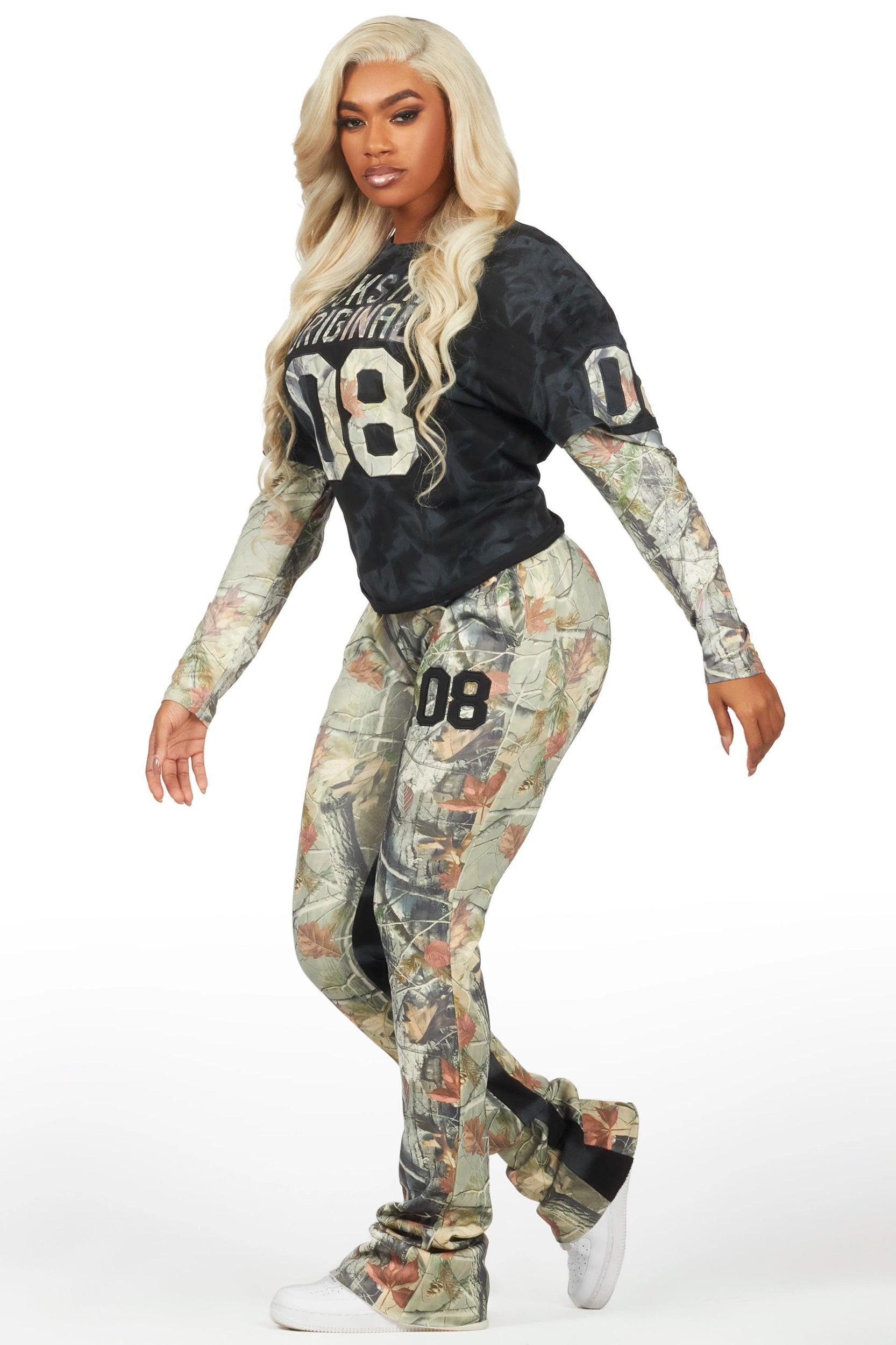 Chriseana Black/ Tree Camo Double Layer T-Shirt Trackset Female Product Image