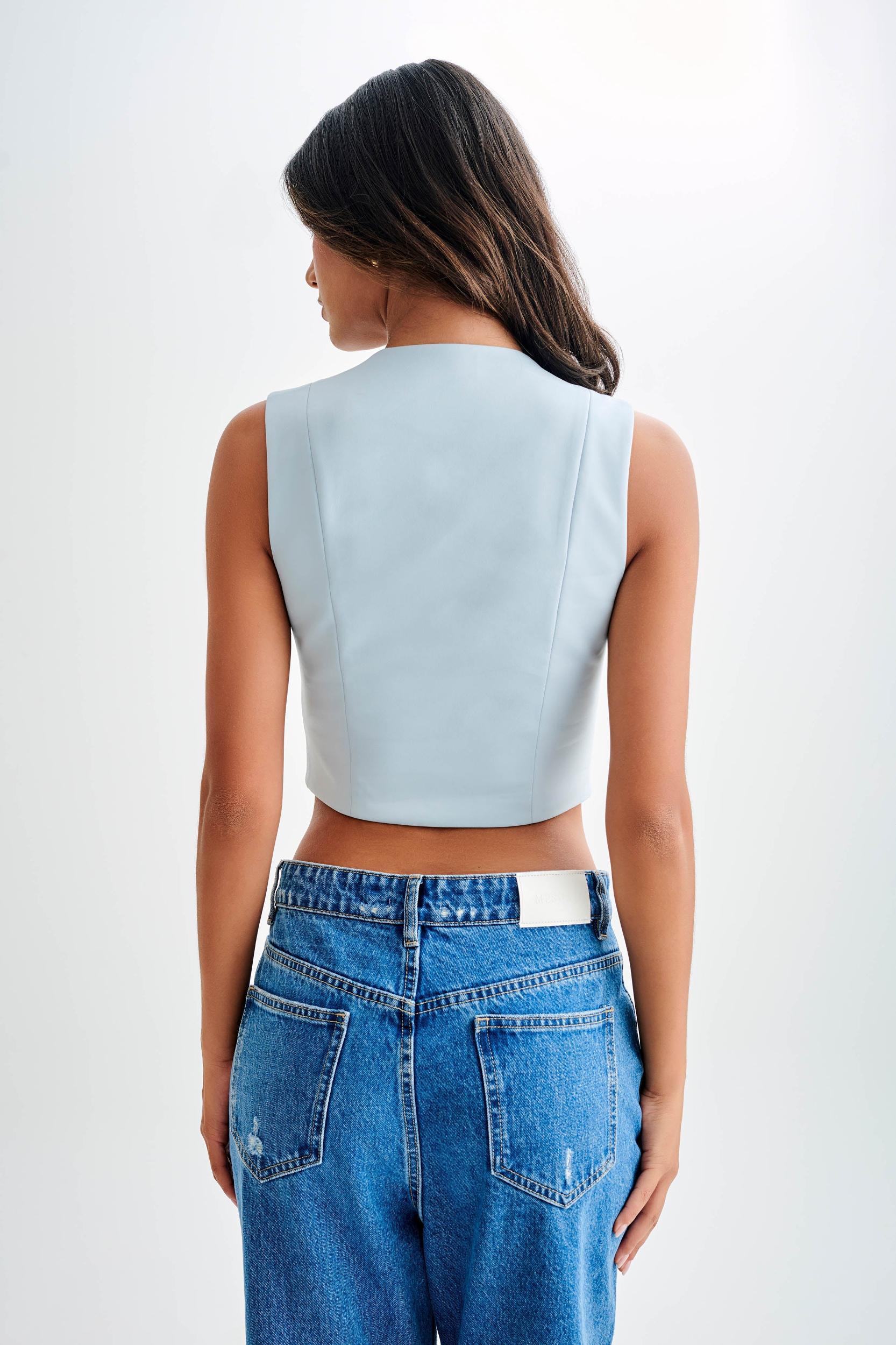 Keely Cotton Sleeveless Top - Sky Blue Product Image