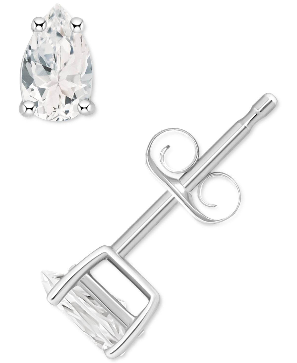 14k Gold Pear Shape Birthstone Stud Earrings, Women's, White Opal Oct Product Image