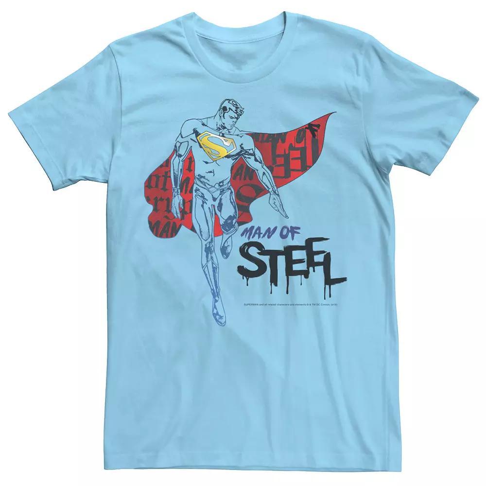 Men's DC Comics Superman Man Of Steel Grunge Portrait Graphic Tee, Size: Medium, Light Blue Product Image