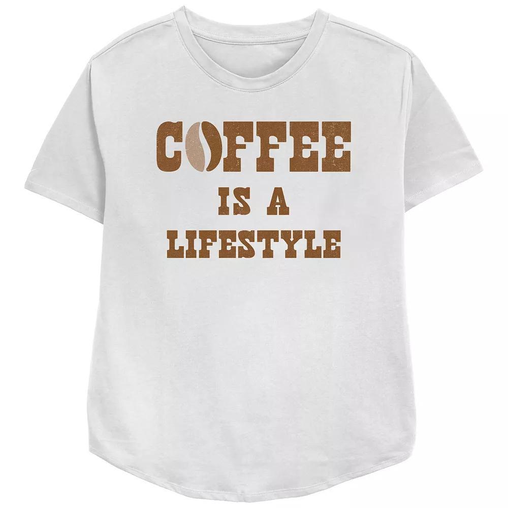 Women's Coffee is a Lifestyle Bean Relaxed Fit Graphic Tee, Girl's, Size: Medium, White Product Image