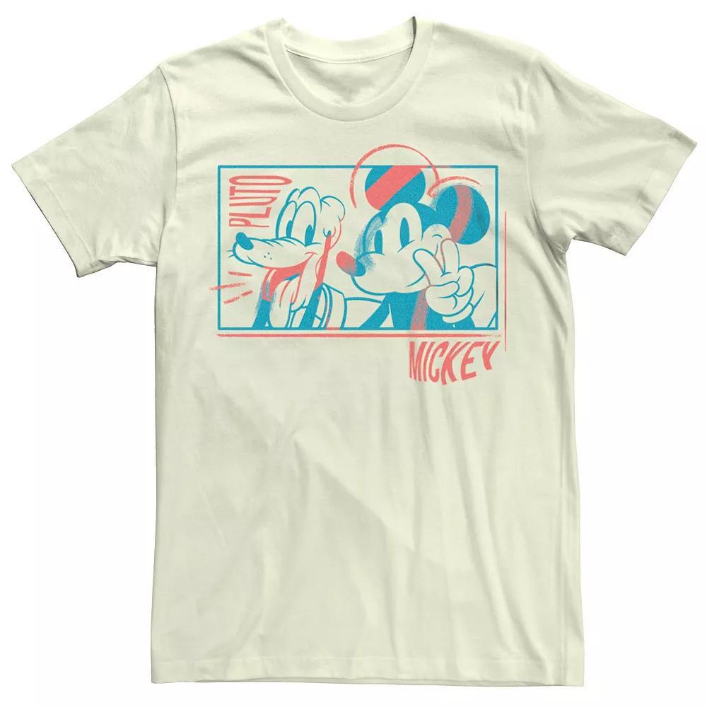 Disney's Mickey Mouse Pluto And Mickey Men's Tee, Size: Large, Natural Product Image