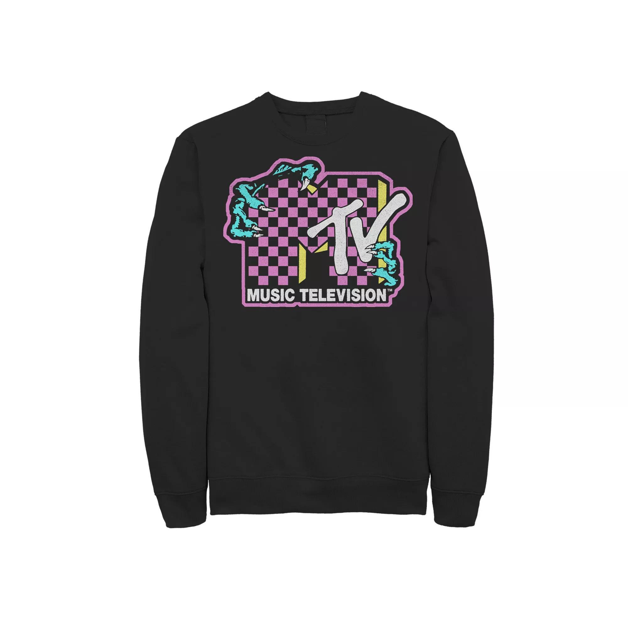 Men's MTV Checkered Zombie Hands Pullover Sweatshirt, Size: 3XL, Black Product Image