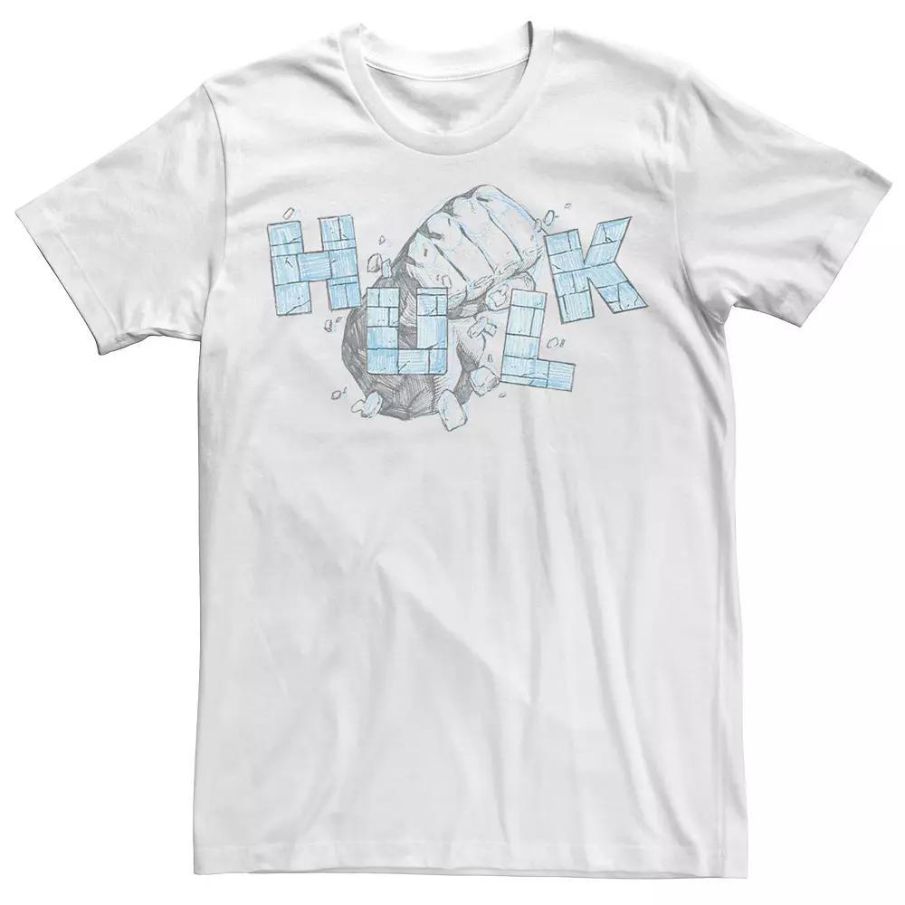 Men's Marvel Hulk Fist Block Letters Poster Graphic Tee, Size: Medium, White Product Image