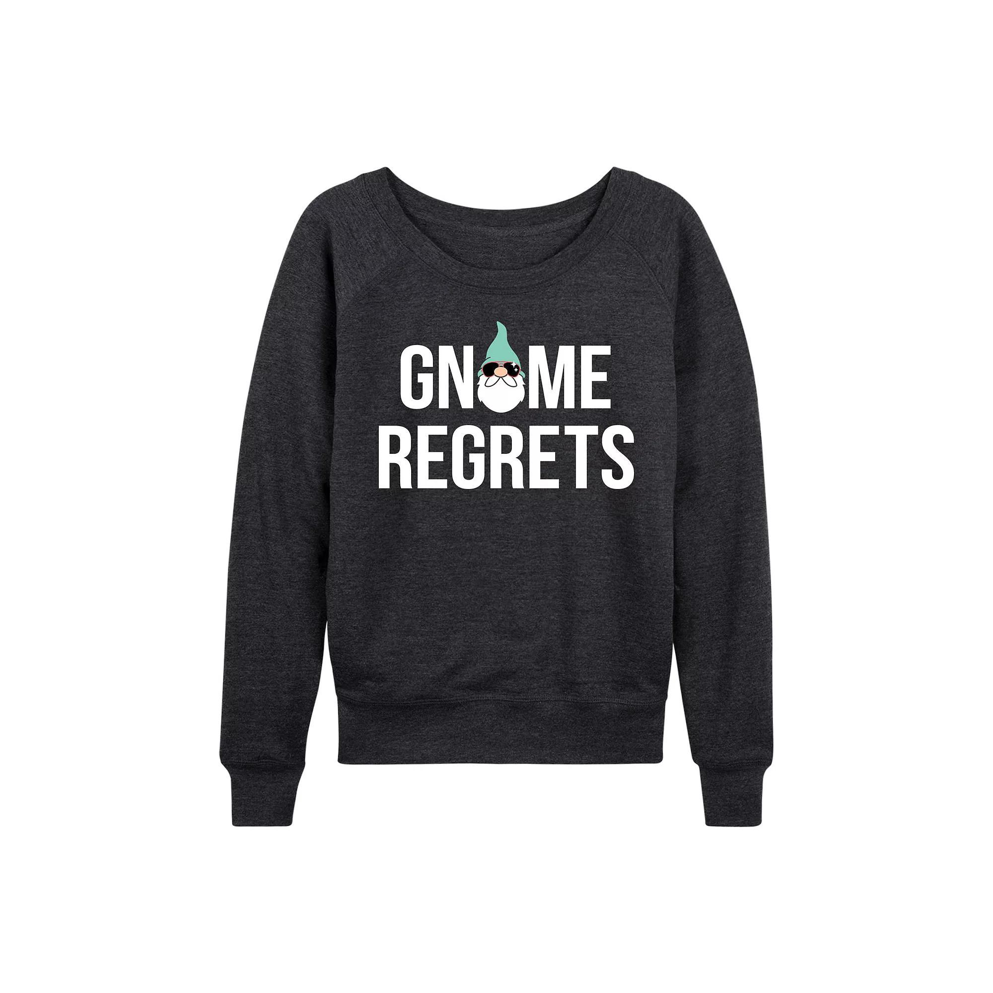 Womens Gnome Regrets French Terry Long Sleeve Tee Heather Grey Product Image