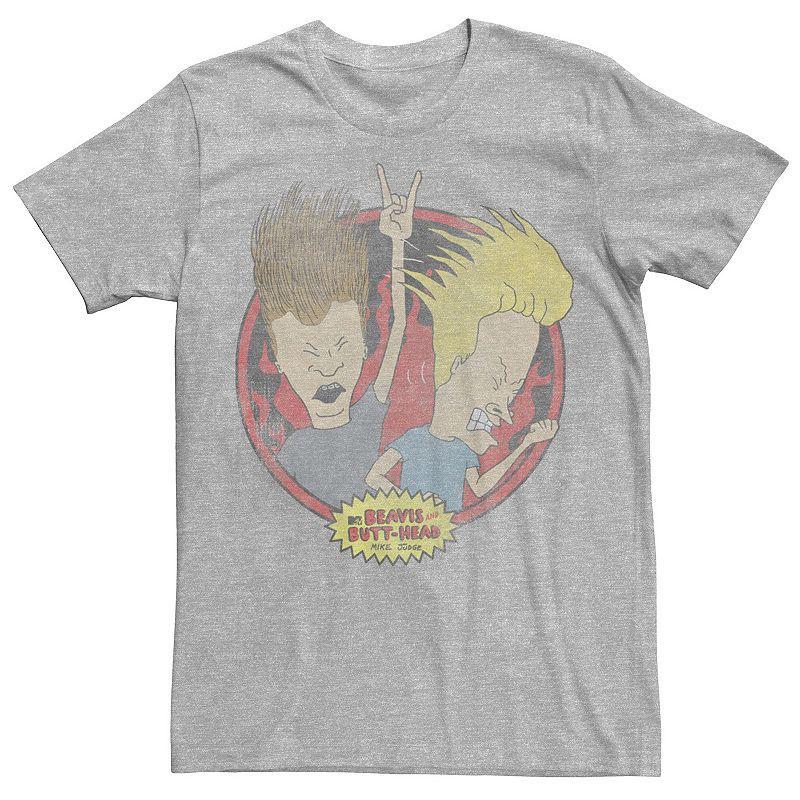 Men's Beavis and Butthead Rock N' Roll Circle Portrait Tee, Size: Medium, Athletic Grey Product Image