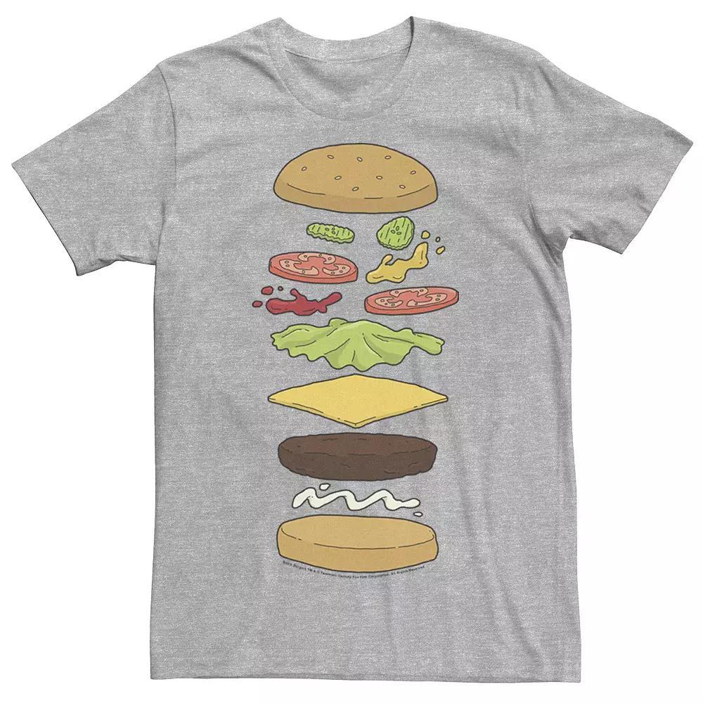 Men's Bobs Burgers Burger Diagram Tee, Size: Small, Athletic Grey Product Image