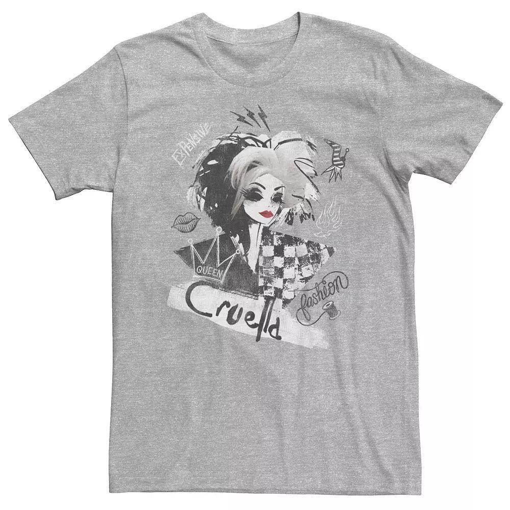 Big & Tall Disney Cruella Artsy Collage Tee, Men's, Size: 4XLT, Athletic Grey Product Image