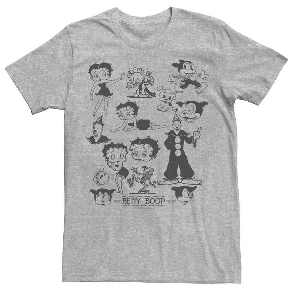 Men's Betty Boop Dog And Clown Tee, Size: Medium, Athletic Grey Product Image