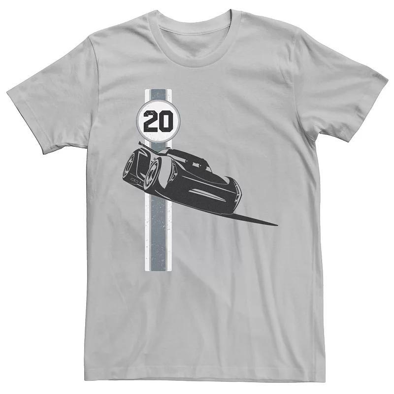 Men's Disney Pixar Cars 3 Lightning McQueen Racing Stripe Tee, Size: Large, Silver Product Image